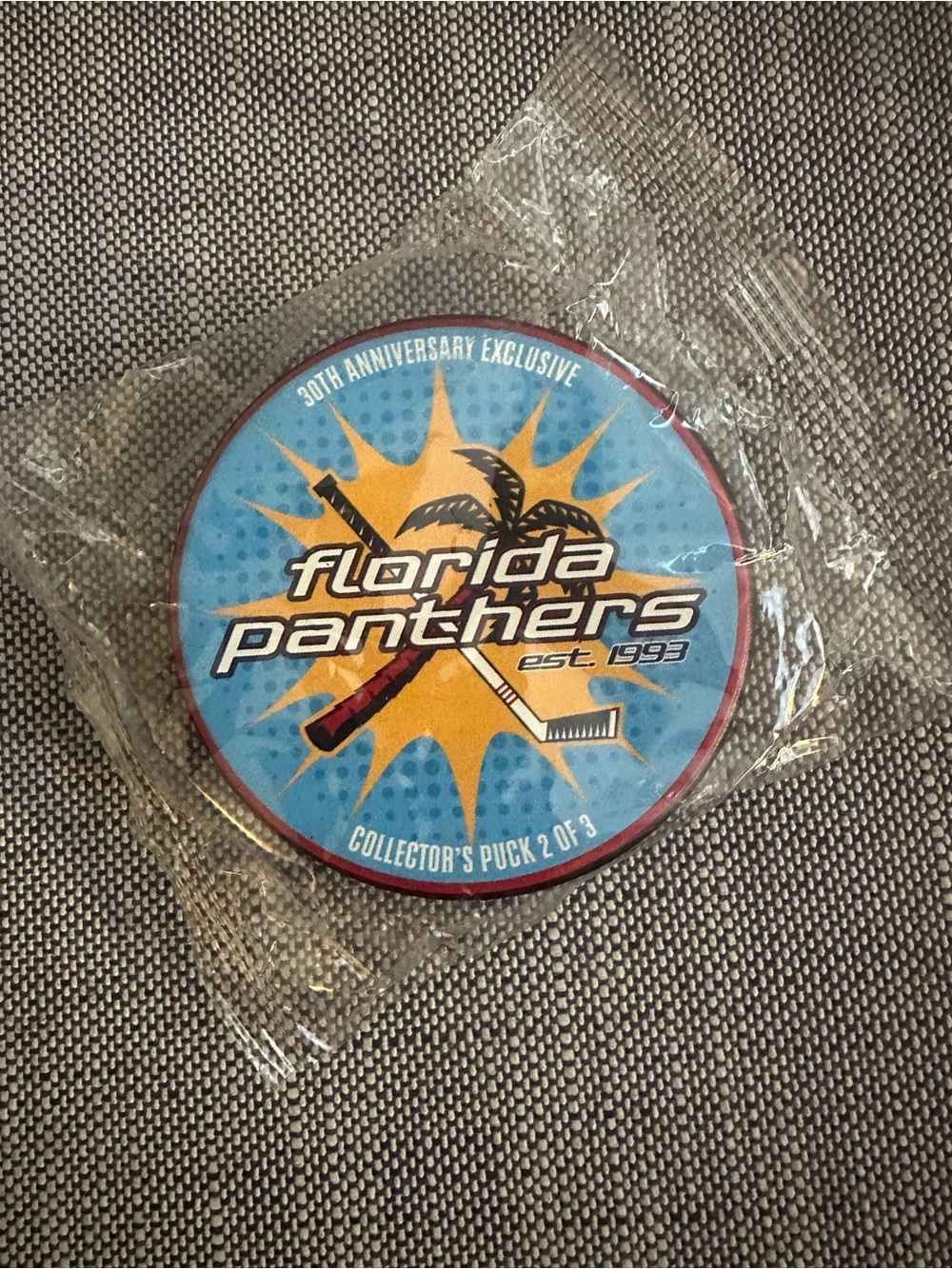 Florida Panthers 30th Anniversary Collector's Puck 2 of 3 - Blue & Yellow